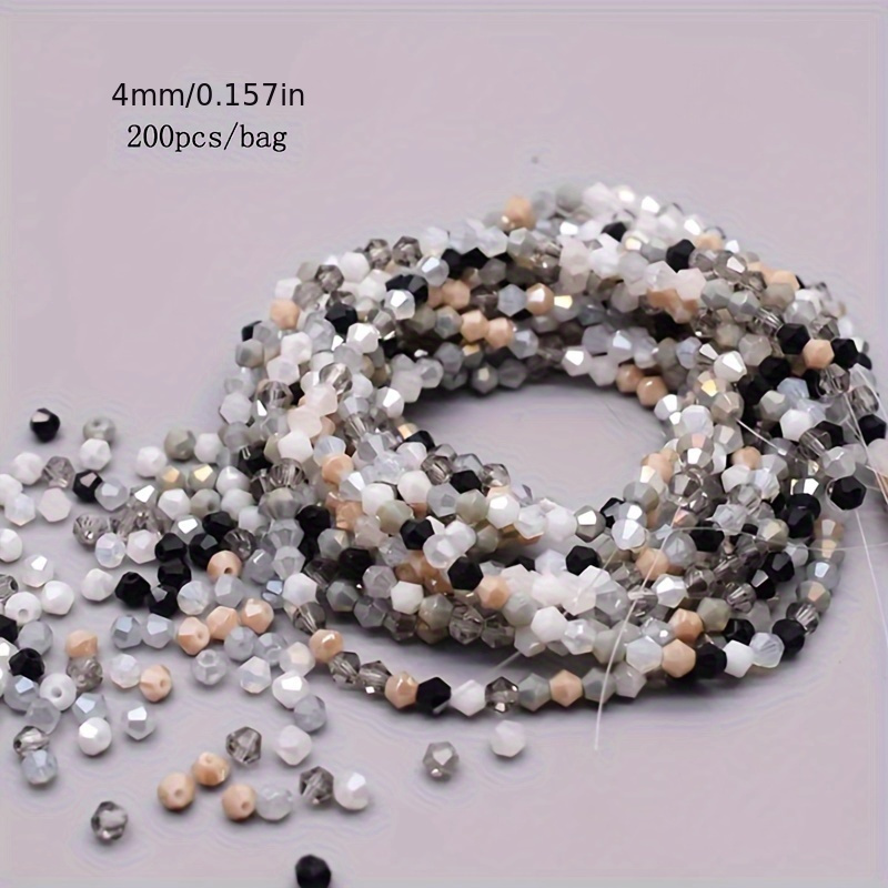 200pcs 4mm Multicolor Bicone Glass Beads for DIY Jewelry